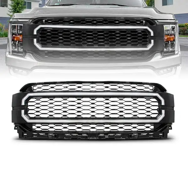 ANZO 21-23 Ford F150 Black Housing Full LED Light Tube Front Grille (901029)