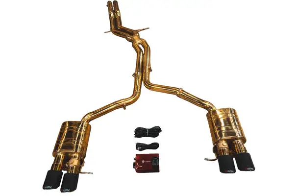 Valvetronic Designs 2010-2016 Audi 4.2L Catback T304 Stainless Steel Finished in Anodized Gold Brushed 3.5 Inch Outlet Tips (AUD.B8.S4.VSES.AG.BRSH)