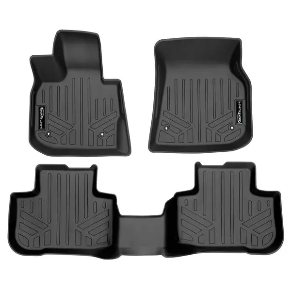 SMARTLINER All Weather Custom Fit Floor Mats 2 Row Liner Set Black Compatible With 2018-2022 BMW X3 And X4 (SA0484/B0484)