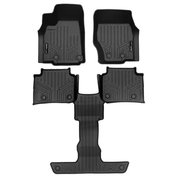SMARTLINER All Weather Custom Fit Black 3 Row Liner Set Compatible With 2021-2023 Jeep Grand Cherokee L (SA0674/B0570)