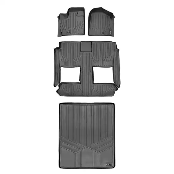SMARTLINER Floor Mats 3 Rows - Cargo Liner Behind 2nd Row Set Grey 08-2020 Caravan / 08-2016 Town & Country (SA2046/B2046/D2181)