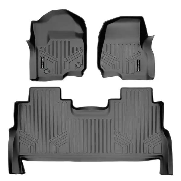 SMARTLINER Floor Mats 2 Row Liner Set Grey Compatible With 2017-2022 Ford F-250/F-350 Super Duty Crew Cab with 1st Row Bucket Seats (SA2246/B2246)