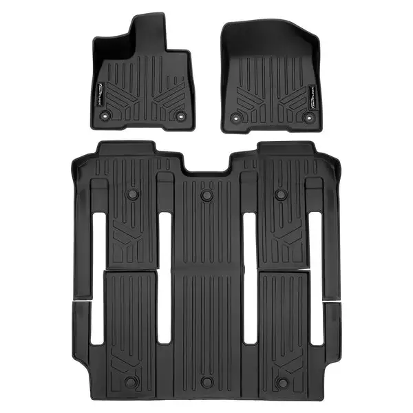 SMARTLINER Custom Fit Floor Mats 3 Row Liner Set Black Compatible With 2021-2023 Toyota Sienna with 2nd Row Bucket Seats (SA0552/B0576)