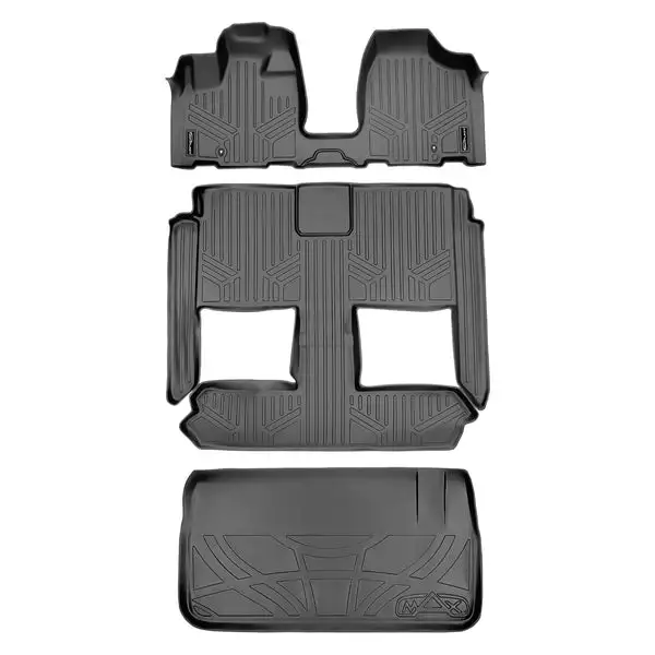 SMARTLINER Floor Mats 3 Rows and Cargo Liner Behind 3rd Row Set Grey Compatible With 2008-2020 Caravan / Town & Country (SA2213/B2046/D2046)