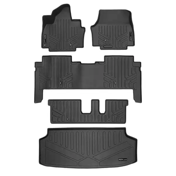 SMARTLINER All Weather Custom Fit Black 3 Rows and Cargo Liner Behind the 3rd Row Set Compatible With 2024 Kia EV9 (SA0737/B0737/C0744/E0737)