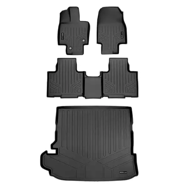 SMARTLINER 2 Row Floor Mats & Cargo Liner Behind 2nd Row Compatible With 2020-2022 Toyota Highlander (SA0500/B0522/D0500)