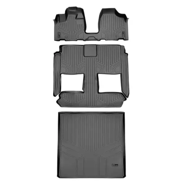 SMARTLINER Floor Mats 3 Rows and Cargo Liner Behind 2nd Row Set Grey Compatible With 2008-2020 Caravan / Town & Country (SA2213/B2046/D2181)
