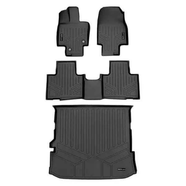 SMARTLINER Floor Mats 2 Rows & Cargo Liner Behind 2nd Row Set Black Compatible With 2020-2022 Toyota Highlander (SA0500/B0500/D0515)