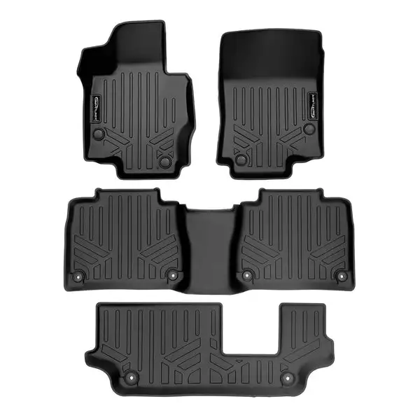 SMARTLINER Custom Fit Floor Mats 3 Row Liner Set Black Compatible With 2020-2023 Mercedes-Benz GLE-Class 7/8 Passenger Only (SA0471/B0471/C0471)