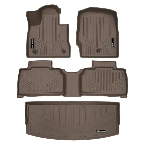 SMARTLINER 2 Row Tan Floor Mats & Cargo Liner Behind 3rd Row Compatible With 2020-2023 Explorer (SA1423/B1423/E1423)