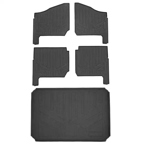 SMARTLINER Floor Mats and Cargo Liner Behind 2nd Row Black Compatible With 2019-2021 Polaris Ranger Crew 1000 (UA0102/UB0102/UK0102)