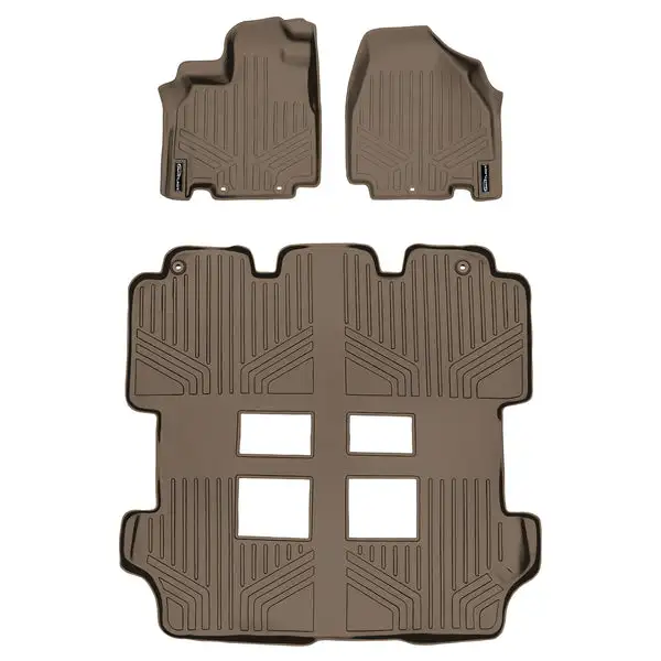 SMARTLINER Custom Fit Floor Mats 3 Row Liner Set Tan Compatible With 2011-2017 Honda Odyssey - All Models (SA1103/B1103)