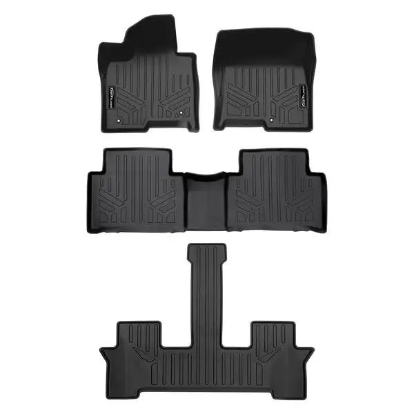 SMARTLINER All Weather Custom Fit 3 Row Black Floor Mat Liner Set Compatible With 2021-2023 Kia Sorento Hybrid (SA0608/B0608/C0548)