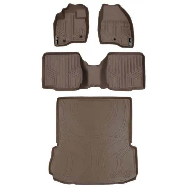 SMARTLINER Custom Fit Floor Mats and Cargo Liner Set Tan Compatible With 2017-2019 Ford Explorer with 2nd Row Center Console (SA1245/B1109/D1082)