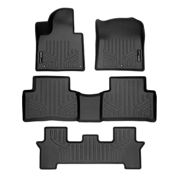 SMARTLINER All Weather Custom Fit 3 Row Black Floor Mat Liner Set Compatible With 2021-2023 Kia Sorento (SA0547/B0547/C0547)