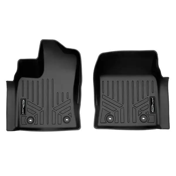 SMARTLINER All Weather Custom Fit 1st Row Floor Mat Liner Set Black Compatible With 2022-2023 Toyota Tundra (SA0593)