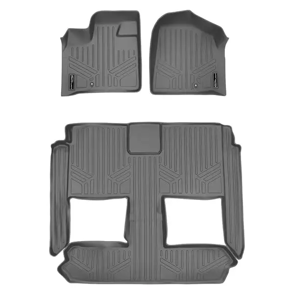 SMARTLINER Floor Mats 3 Row Liner Set Grey Compatible With 2008-2020 Grand Caravan / 2008-2016 Town & Country (SA2046/B2046)