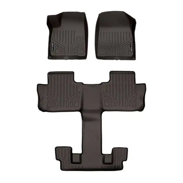 SMARTLINER Custom Fit Floor Mats 3 Row Liner Set Cocoa Compatible With 2017-2021 GMC Acadia with 2nd Row Bucket Seats (SA3230/B3230)
