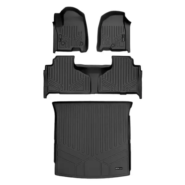 SMARTLINER 2 Row Floor Mats & Cargo Liner Behind 2nd Row Set Compatible With 2021-2024 Tahoe/Yukon w/ 2nd Row Bench Seat (SA0524/B0525/D0524)