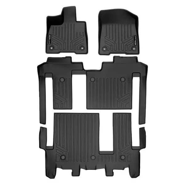 SMARTLINER Custom Fit Floor Mats 3 Row Liner Set Black Compatible With 2021-2023 Toyota Sienna with 2nd Row Bench Seat (SA0552/B0552/C0552)