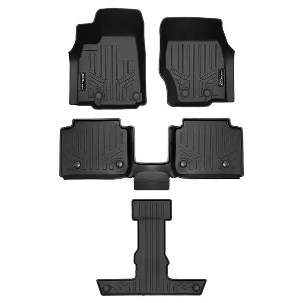 SMARTLINER All Weather Custom Fit Black 3 Row Liner Set Compatible With 2021-2023 Jeep Grand Cherokee L (SA0674/B0569/C0569)