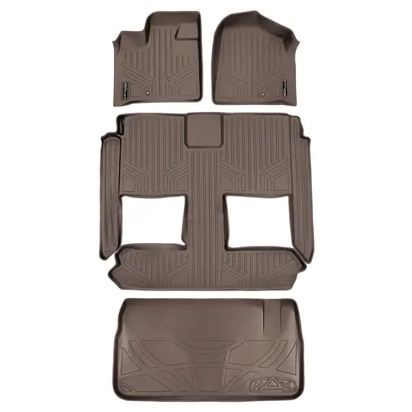 SMARTLINER Floor Mats 3 Rows - Cargo Liner Behind 3rd Row Set Tan 2008-2020 Caravan / 08-2016 Town & Country (SA1046/B1046/D1046)