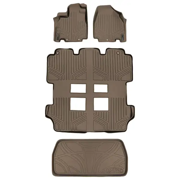 SMARTLINER Custom Fit Floor Mats 3 Rows and Cargo Liner Set Tan Compatible With 2011-2017 Honda Odyssey - All Models (SA1103/B1103/D1103)
