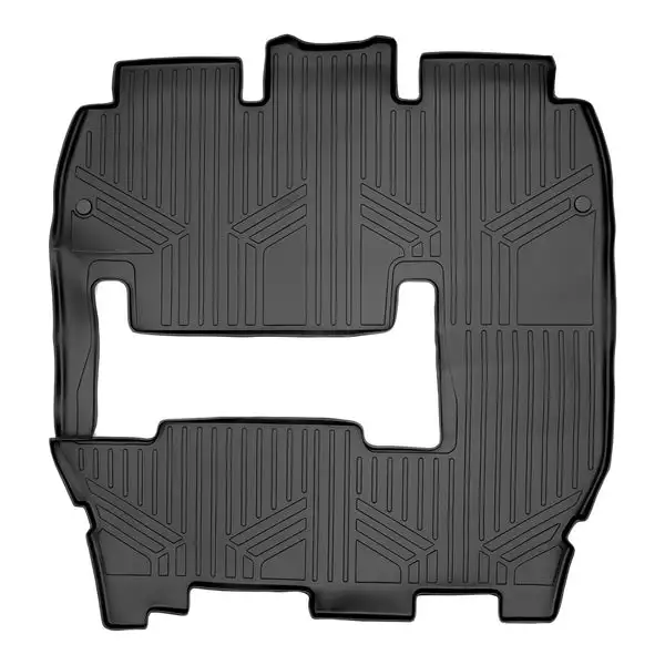 SMARTLINER Floor Mats 2nd / 3rd Row Black Compatible With 17-2019 Pacifica L Model Only With 2nd Row Deluxe Bench Seat and 2020 Voyager (SB0359)
