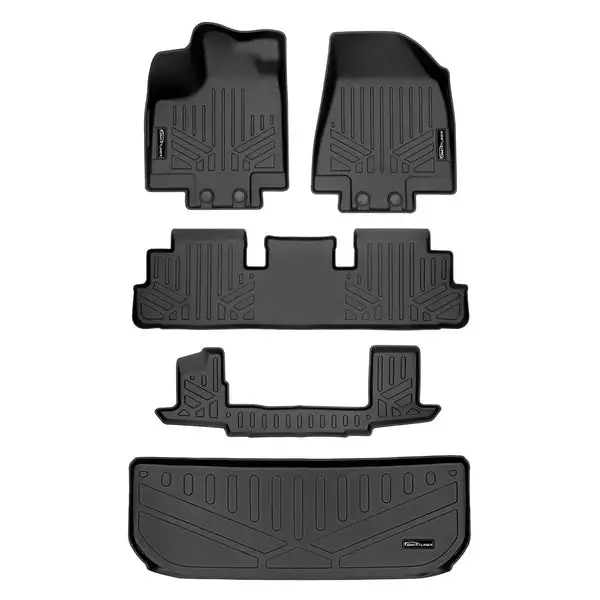 SMARTLINER Custom Fit Floor Mats 3 Rows and Cargo Liner Behind 3rd Row Set Black Compatible With 2022-2023 Infiniti QX60 (SA0567/B0567/C0567/E0579)