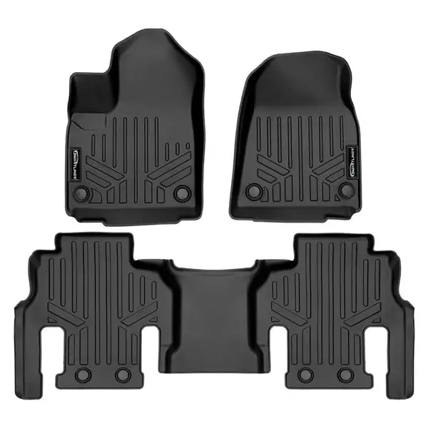 SMARTLINER All Weather Protection Custom Fit Black 2 Row Floor Mat Liner Set Compatible With 2022-2023 Jeep Grand Wagoneer (SA0573/B0589)
