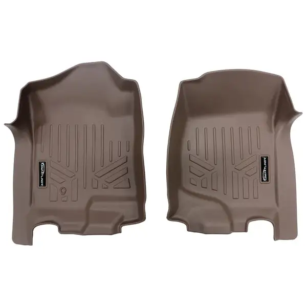 SMARTLINER Floor Mats 1st Row Liner Set Tan Compatible With 2007-2013 Silverado/Sierra - 2007-2014 Tahoe-Suburban-Yukon-Yukon XL-Escalade (SA1015)