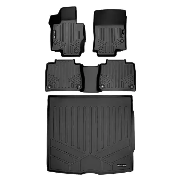 SMARTLINER Custom Fit Floor Mats 2 Rows and Cargo Liner Behind 2nd Row Set Black 2019-2023 Mercedes-Benz GLE-Class 5 Passenger (SA0471/B0471/D0476)