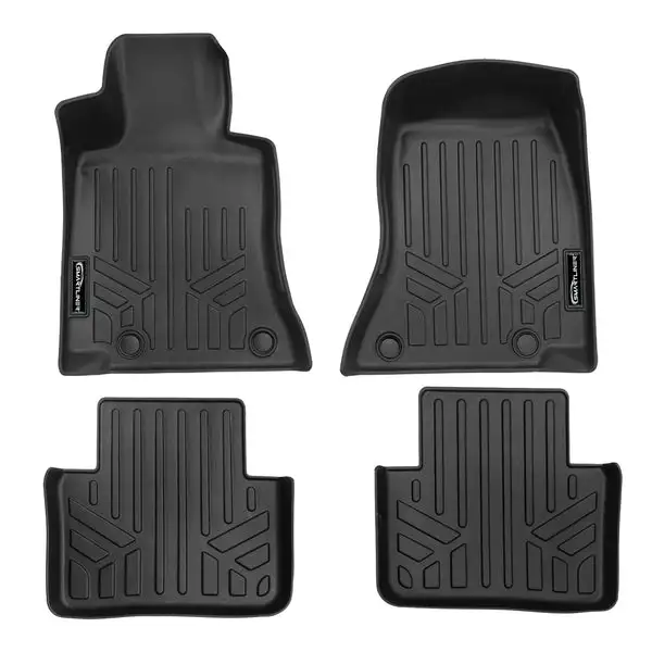 SMARTLINER All Weather Protection Custom Fit Black 2 Row Floor Mat Liner Set Compatible With 2022-2024 Mercedes Benz C-Class (SA0740/B0740)