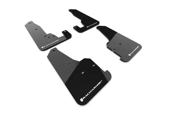 Rally Armor 18-22 Jeep Grand Cherokee SRT Trackhawk Black UR Mud Flap - White Logo (MF134-UR-BLK-WH)