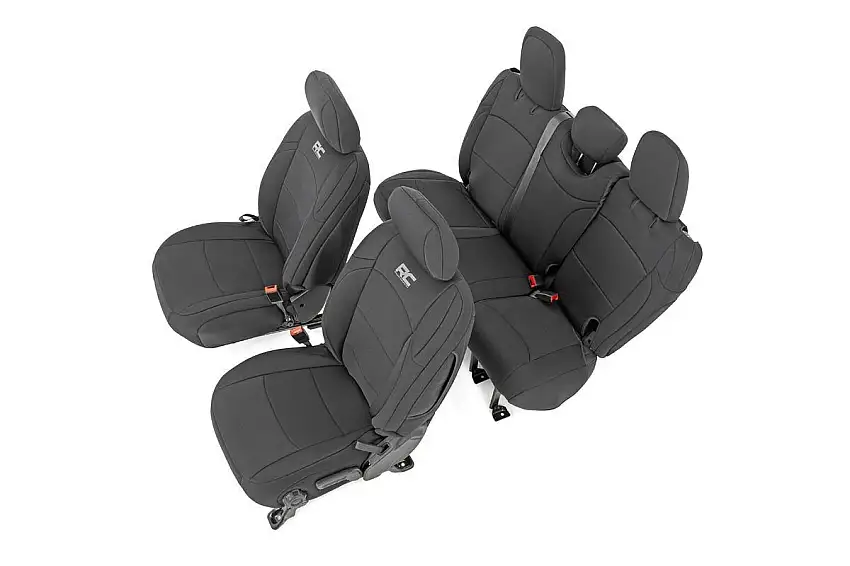 Rough Country Seat Covers - Front And Rear W Armrest - Jeep Wrangler JL (18-23)