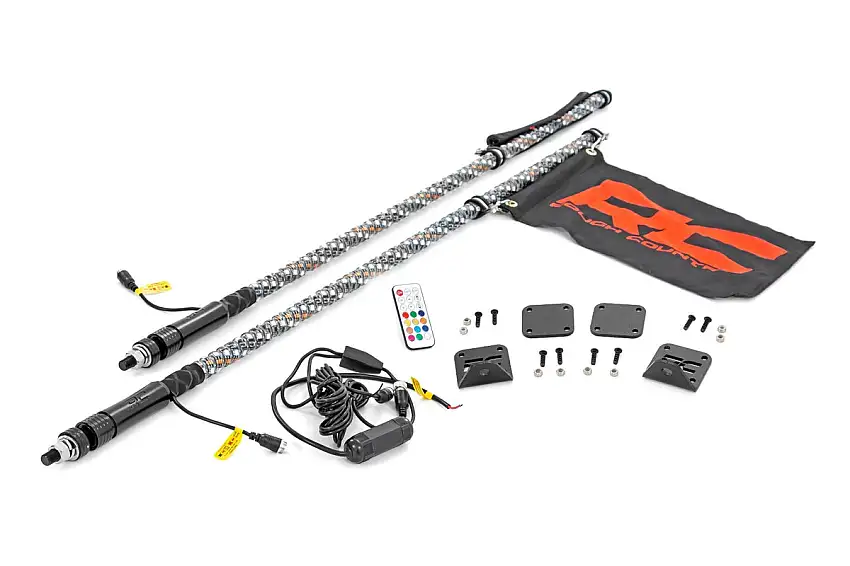 Whip Mount - Bed - 4' Multl-Color LED Whip Pair - Honda Talon 1000
